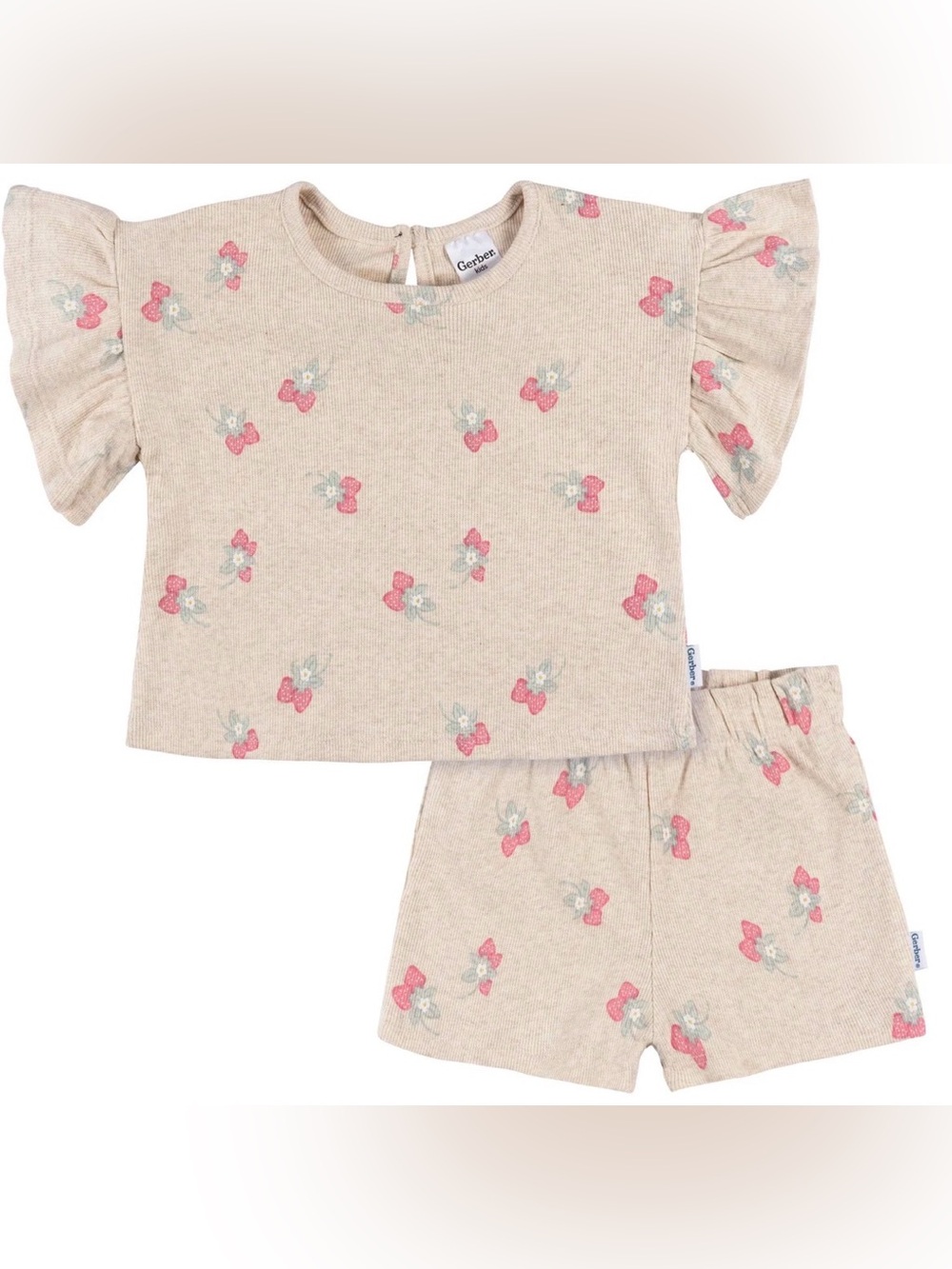 Strawberry 2 piece ruffle top and short set